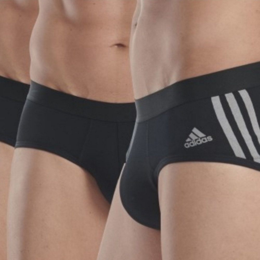NWT Adidas Men's Black Active Flex Cotton 3-Stripes Briefs 3-Pack S